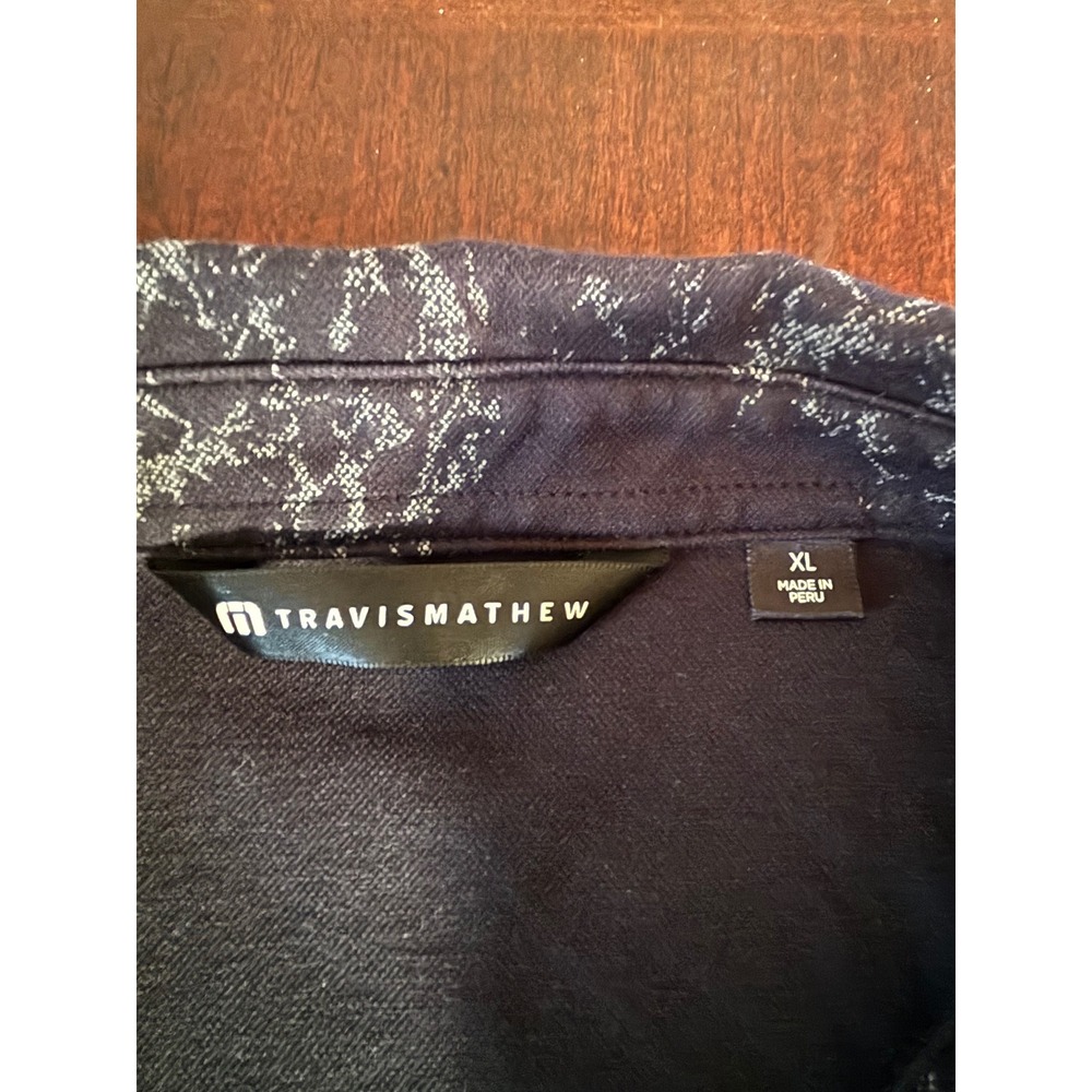 TravisMathew Mens XL Black Marble Print Short Sleeve Polo Shirt 1MAA266 - Picture 2 of 8